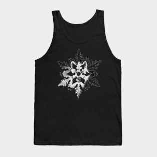 White Arctic Wolf in Snowflake Yellow Eyes "Winter Wolf" Tank Top